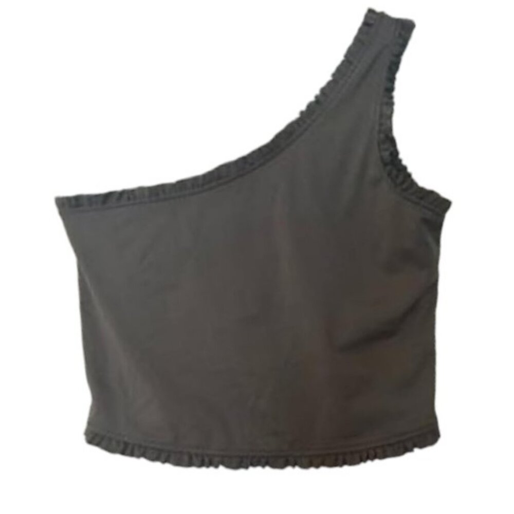 Vasana black cropped one shoulder top size L